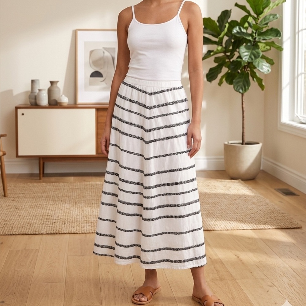 Talbots Maxi Skirt with Black Horizontal Trim